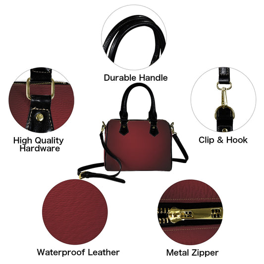Red Ombre Art Shoulder Purse, Black Gradient Waterproof Leather Handbag Print Small Mini Bag Vegan Women Ladies Designer Crossbody