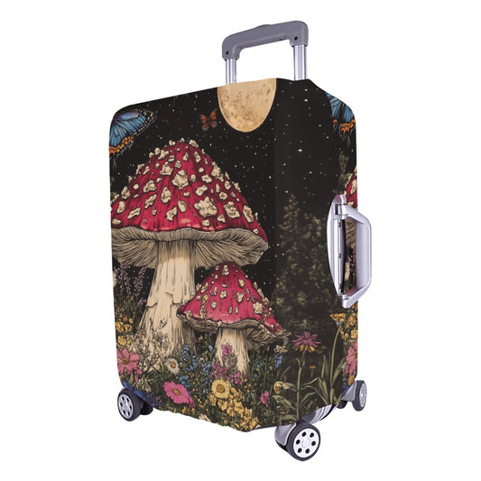 Mushrooms Luggage Cover, Moon Cottagecore Butterfly Baggage Suitcase Bag Protector Washable Carry On Wrap Small Large Waterproof Travel - Starcove Fashion