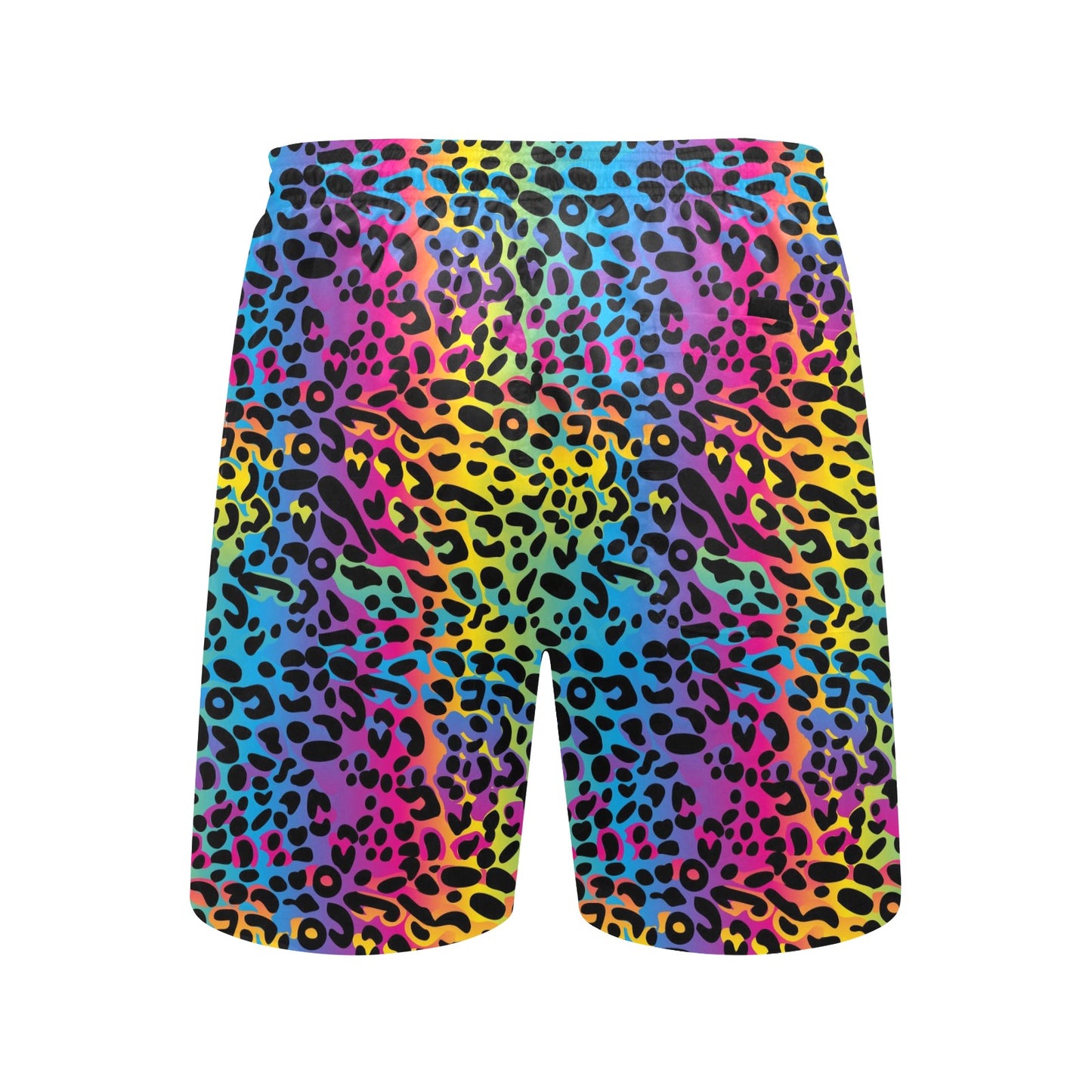 Rainbow Leopard Men Swim Trunks, Shorts Animal Print Beach Pockets Mesh Lining Drawstring Boys Casual Bathing Suit Plus Size Swimwear