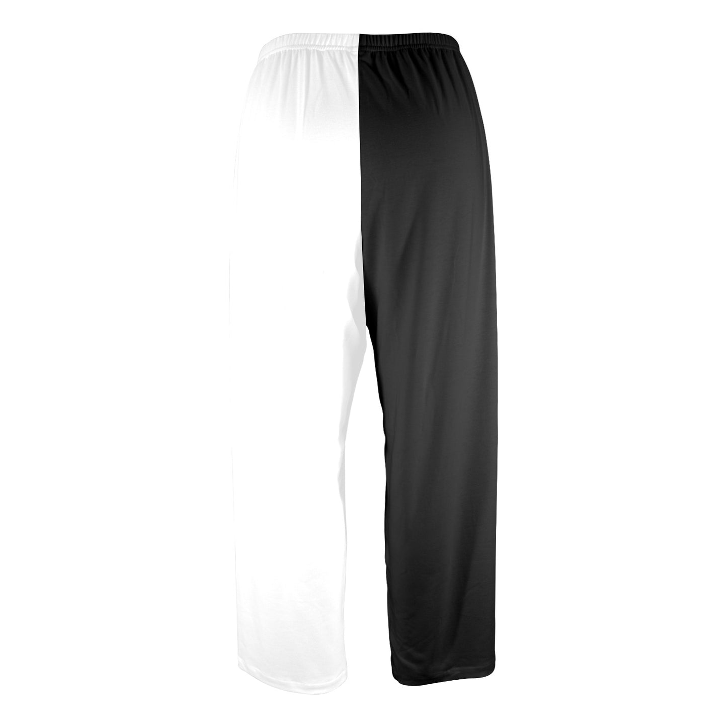 Half Black Half White Men Pajamas Pants, Black White Two Tone Color Split PJ Pockets Sleep Trousers Couples Washable Trousers Bottoms