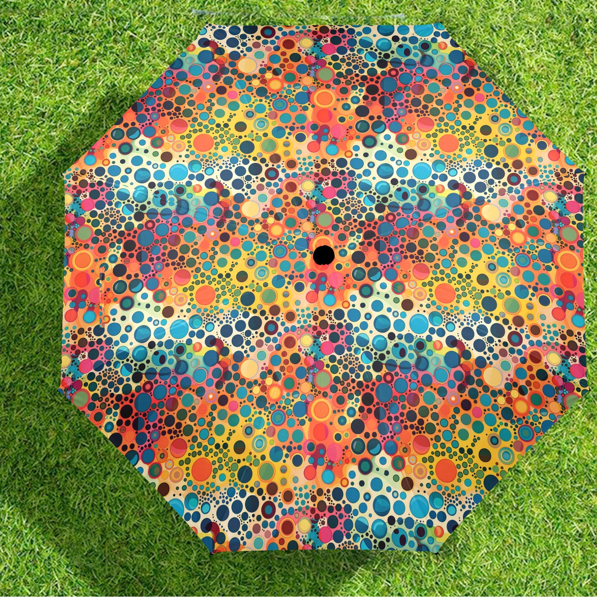 Colorful Umbrella, Dot Art Fun Golf Anti-UV Semi-Automatic Sun Beach Rain Parasol Large Compact Travel Windproof Designer Luxury Men Women