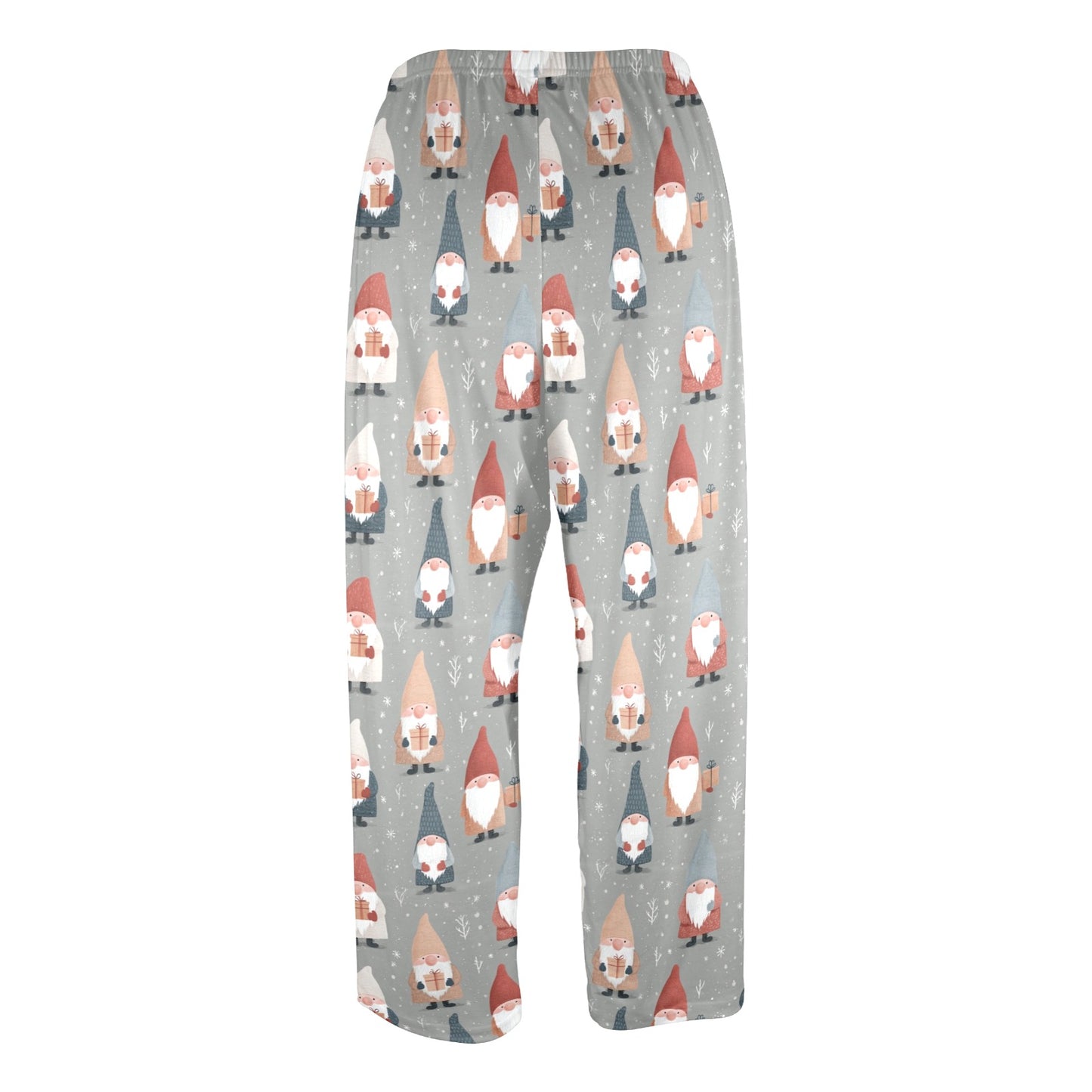 Christmas Gnomes Men Pajamas Pants, Grey Snowflakes Gifts Xmas PJ Pockets Sleep Lounge Trousers Guys Male Matching Sleepwear Bottoms