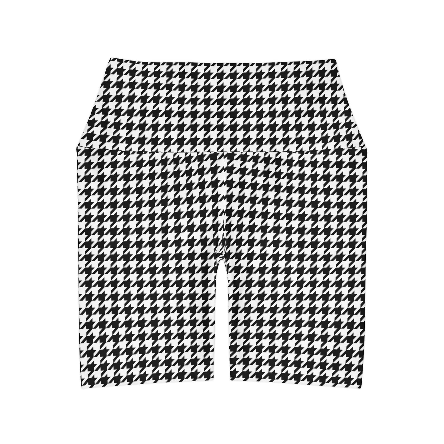 Houndstooth Women Shorts, White Black High Waisted Yoga Biker Cycling Sport Workout Gym Festival Running  Sexy Festival Spandex Bottoms