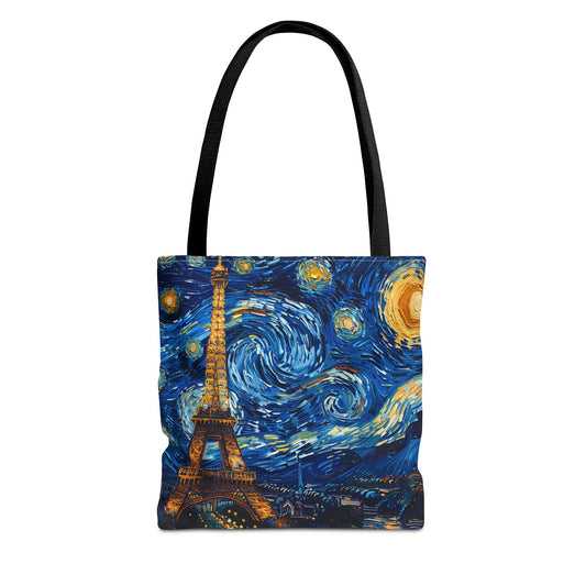 Paris Tote Bag, Eifel Tower Van Gogh Cute Canvas Shopping Small Large Travel Reusable Aesthetic Shoulder Bag
