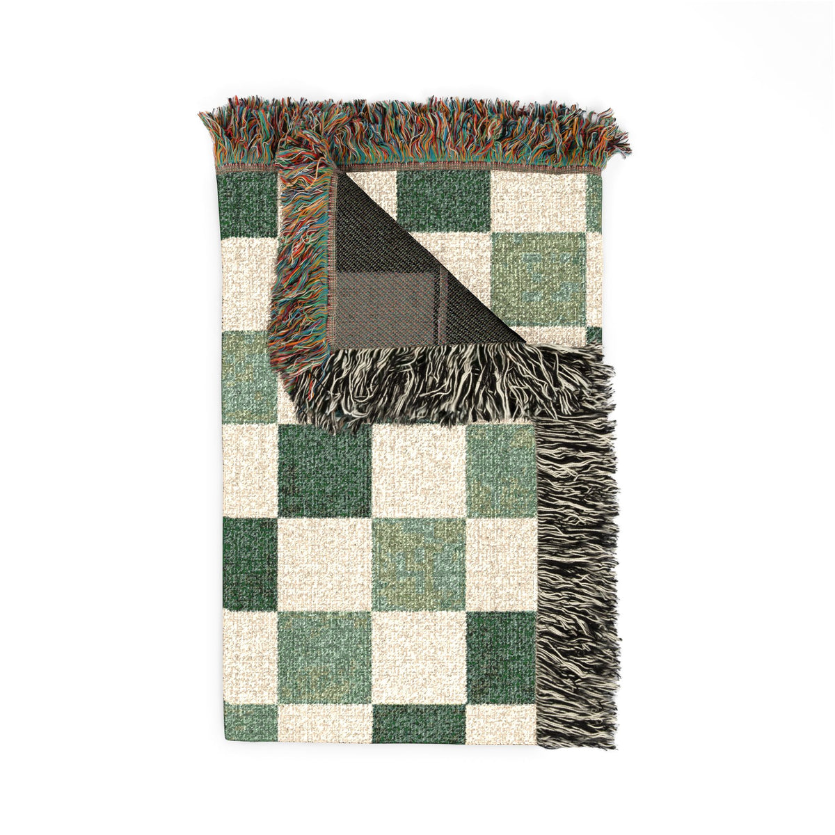 Custom Checkered Couples Woven Blanket Tapestry, Green Sage Throw Family Name Personalized Wedding Anniversary Engagement Cotton Small Large