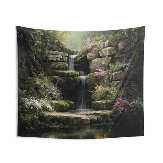 Garden Tapestry, Waterfall Nature Escapism Wall Art Hanging Cool Unique Landscape Aesthetic Large Small Decor Bedroom College Dorm Room - Starcove Fashion