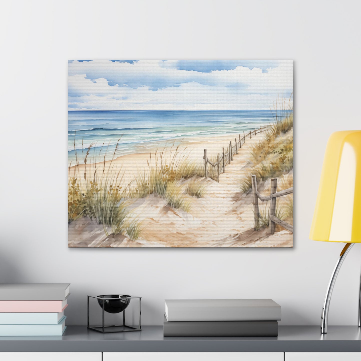Beach Canvas Gallery Wrap, Coastal Sand Dunes Ocean Sea Wall Art Print Decor Small Large Hanging Landscape Living Room