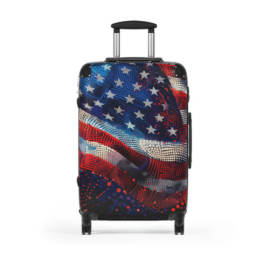 American Flag Suitcase Luggage, USA Art Carry On 4 Wheels Cabin Travel Small Large Set Rolling Spinner Lock Decorative Hard Shell Case - Starcove Fashion