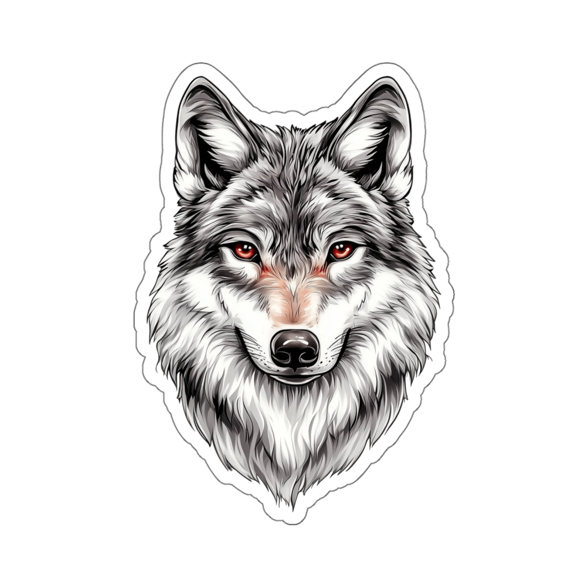 Grey Wolf Sticker Decal, Gray Animal Watercolor Art Vinyl Laptop Cute Waterbottle Tumbler Car Waterproof Bumper Clear Aesthetic Die Cut Wall