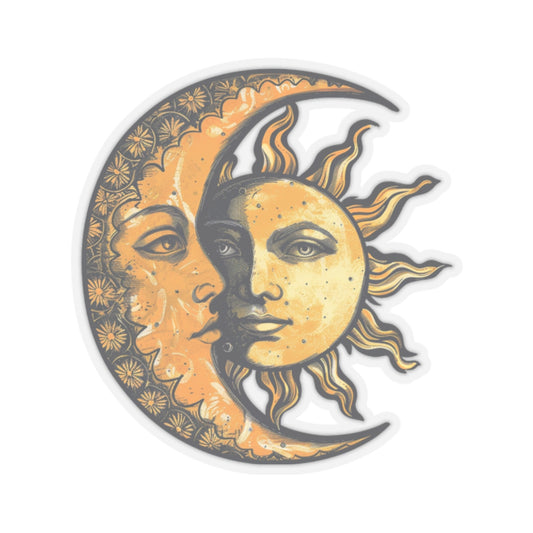 Sun Moon Sticker Decal, Vintage Retro Crescent Art Vinyl Laptop Celestial Waterbottle Tumbler Car Waterproof Bumper Clear Aesthetic Wall - Starcove Fashion