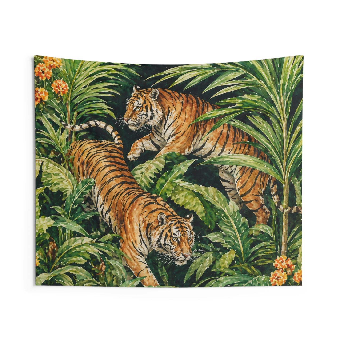 Bengal Tiger Tapestry, Jungle Green Foliage Wall Art Hanging Cool Unique Landscape Aesthetic Large Small Decor Bedroom College Dorm Room - Starcove Fashion