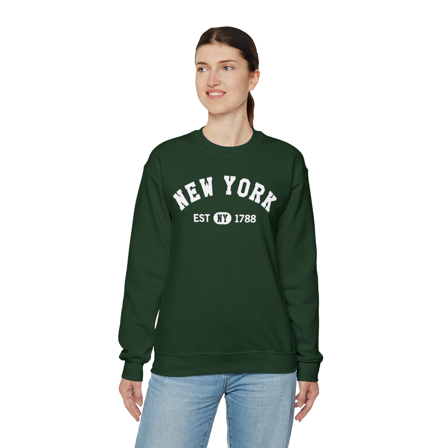NY New York State Sweatshirt, I Love NY Vintage Graphic USA American Crewneck Sports Sweater Jumper Pullover Men Women Top