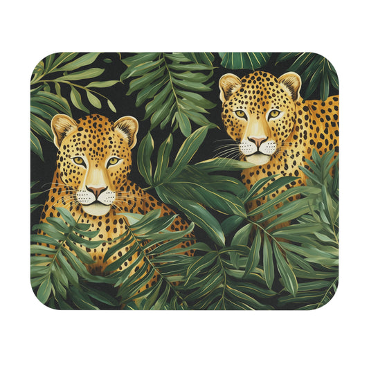 Leopard Mouse Pad, Jungle Cheetah Tropical Computer Gaming Unique Printed Desk Aesthetic Design Rectangle Mat Coworker Work Gift