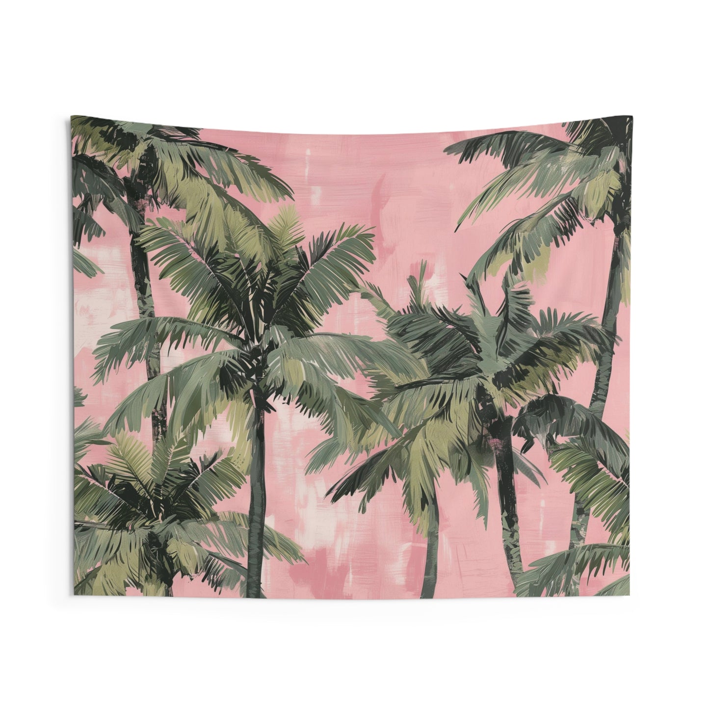 Palm Trees Tapestry, Green Pink Wall Art Artwork Hanging Cool Unique Landscape Aesthetic Large Small Decor Bedroom College Dorm Room
