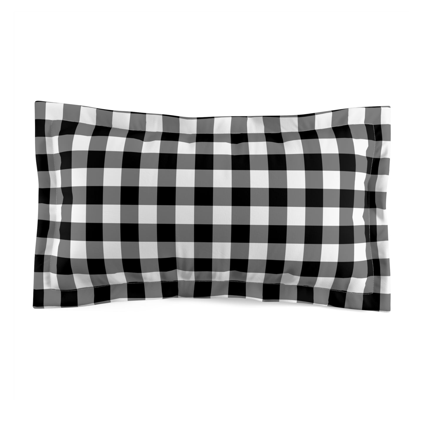 Buffalo Check Microfiber Pillow Sham, Plaid Black White Gingham Matching Duvet Bed Cover King Standard Unique Home Bedding