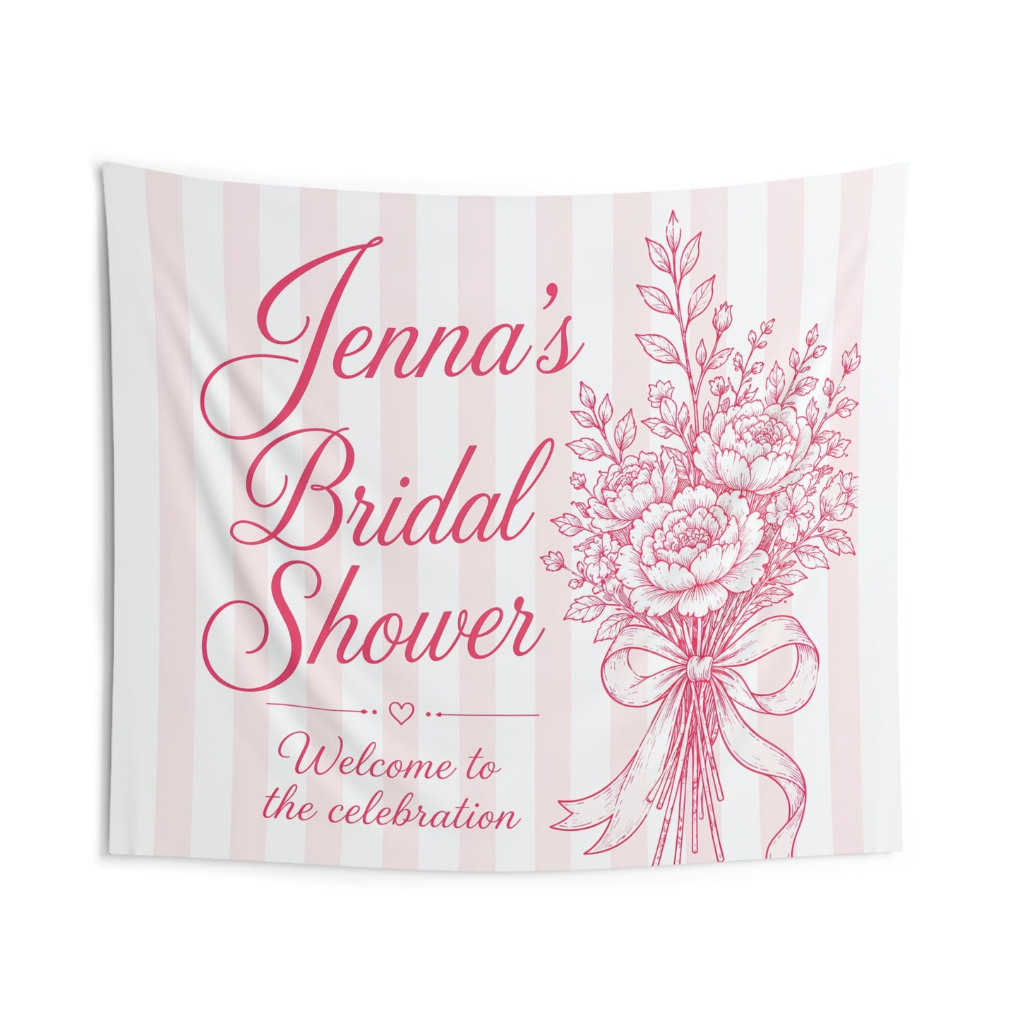 Custom Bridal Shower Tapestry, Personalized Bride to Be Pink Welcome Backdrop Floral Wall Art Hanging Landscape Large Small Decor Banner - Starcove Fashion