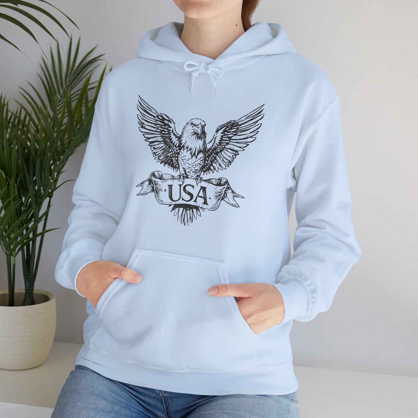 Bald Eagle Hoodie, USA American Vintage Retro Pullover Men Women Adult Aesthetic Graphic Cotton Hooded Sweatshirt with Pockets