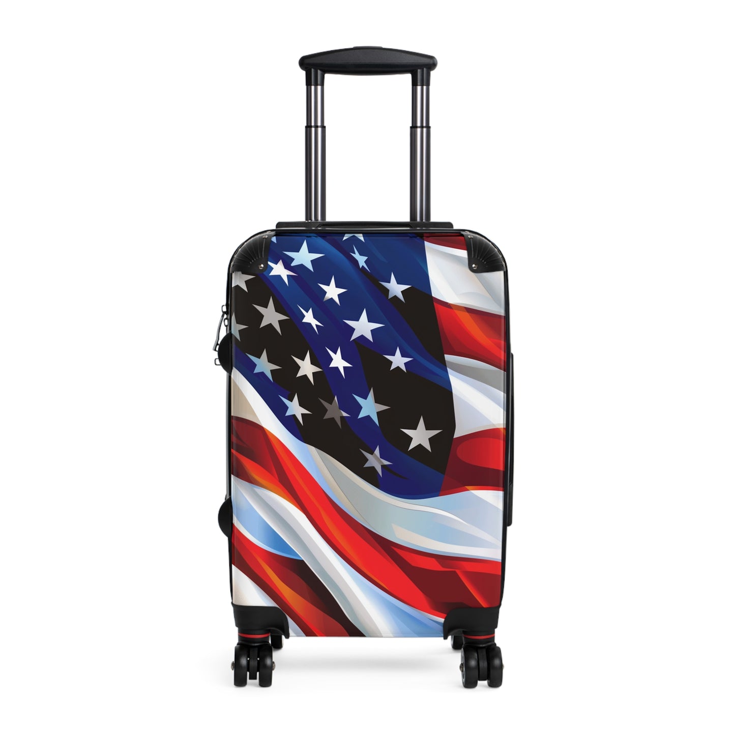 American Flag Suitcase Luggage, USA Art Carry On 4 Wheels Cabin Travel Small Large Set Rolling Spinner Lock Decorative Hard Shell Case