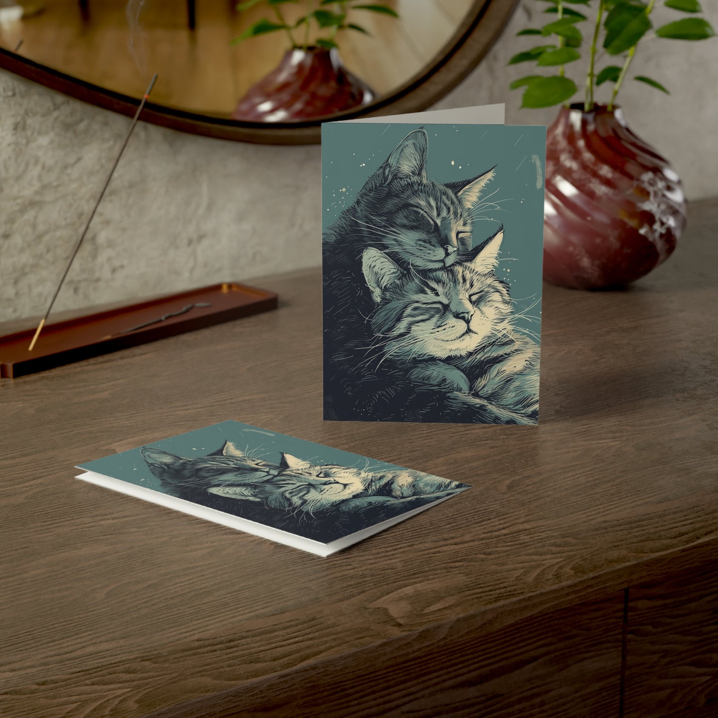 Cats Cuddling Greeting Card, Hugging Hugs Anniversary Valentines Day Wedding Love Mother's Day Husband Friend Girlfriend Boyfriend