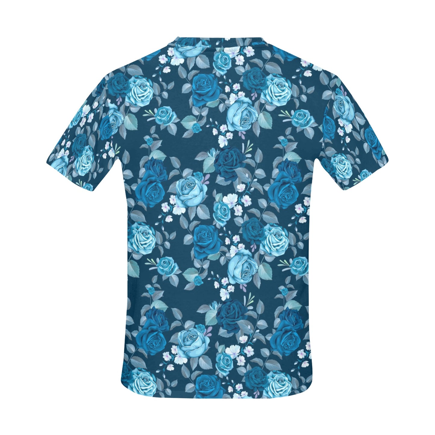Blue Floral Graphic Tshirt, Flowers Lightweight Summer Crewneck Men Male Women Tee Top Aesthetic Designer Short Sleeve Shirt