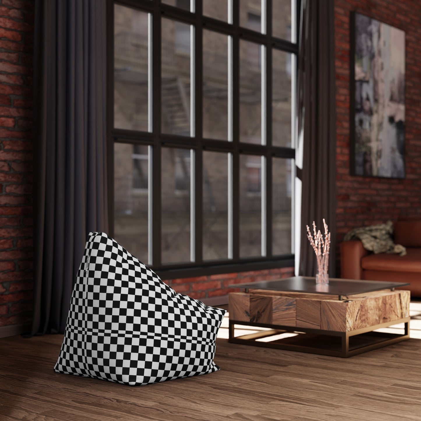 Black White Checkered Bean Bag Chair Cover, Check Furniture Small Large Adult Kids Sofa Apartment Washable Dorm Decor Starcove Fashion