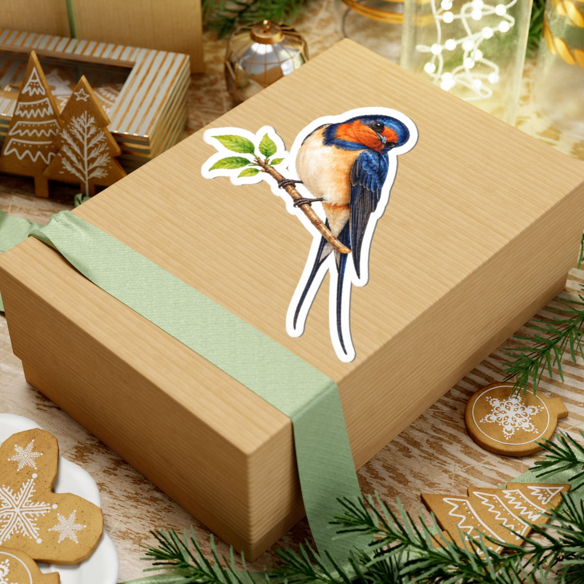 Barn Swallow Bird Sticker Decal, Blue Forked Tail Birdwatcher Watercolor Art Vinyl Laptop Waterbottle Tumbler Car Waterproof Bumper Clear