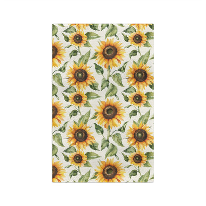Sunflowers Kitchen Towel, Yellow Floral Flowers Tea Dish Hand Towel Great Cute Gift Her Women Farmhouse Flour Sack Linen Cloth