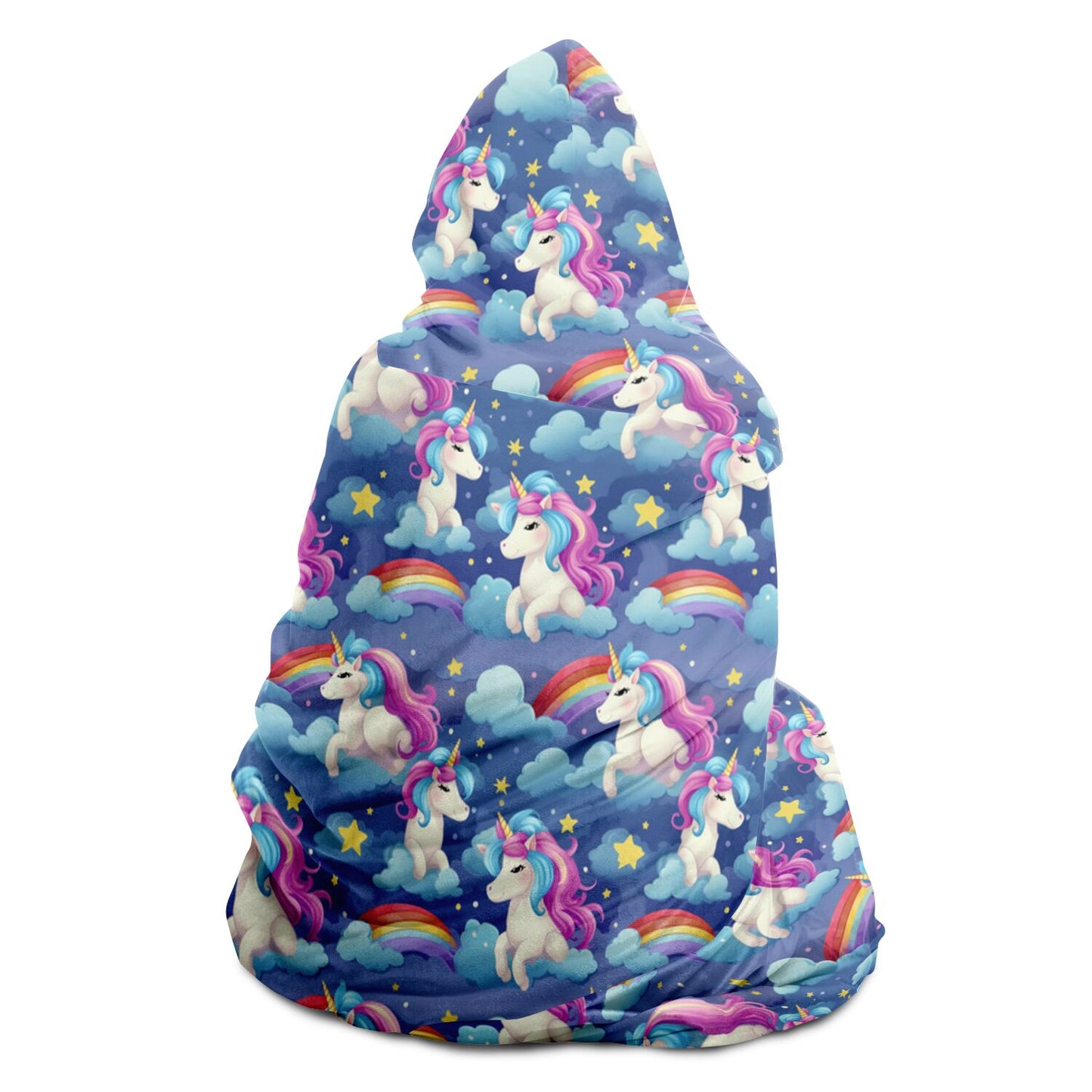 Unicorn Rainbow Hooded Blanket, Pink Blue Sherpa Fleece Soft Fluffy Cozy Warm Adult Men Women Kids Adult Large Wearable Hood Gift