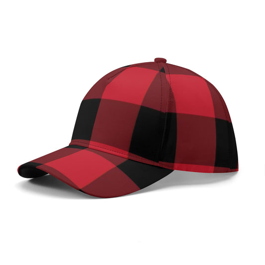 Red Buffalo Plaid Baseball Hat Cap, Black Check Ball Dad Mom Trucker Men Women Male Ladies Aesthetic Designer Fashion Hat