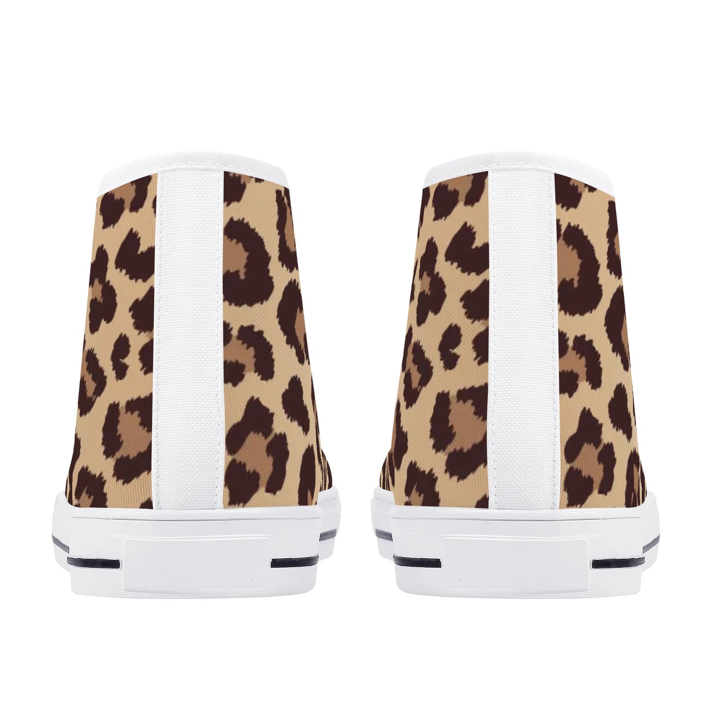 Leopard Women High Top Shoes, Animal Cheetah Print Lace Up Sneakers Footwear Canvas Streetwear Ladies Girls White Black Trainers Designer