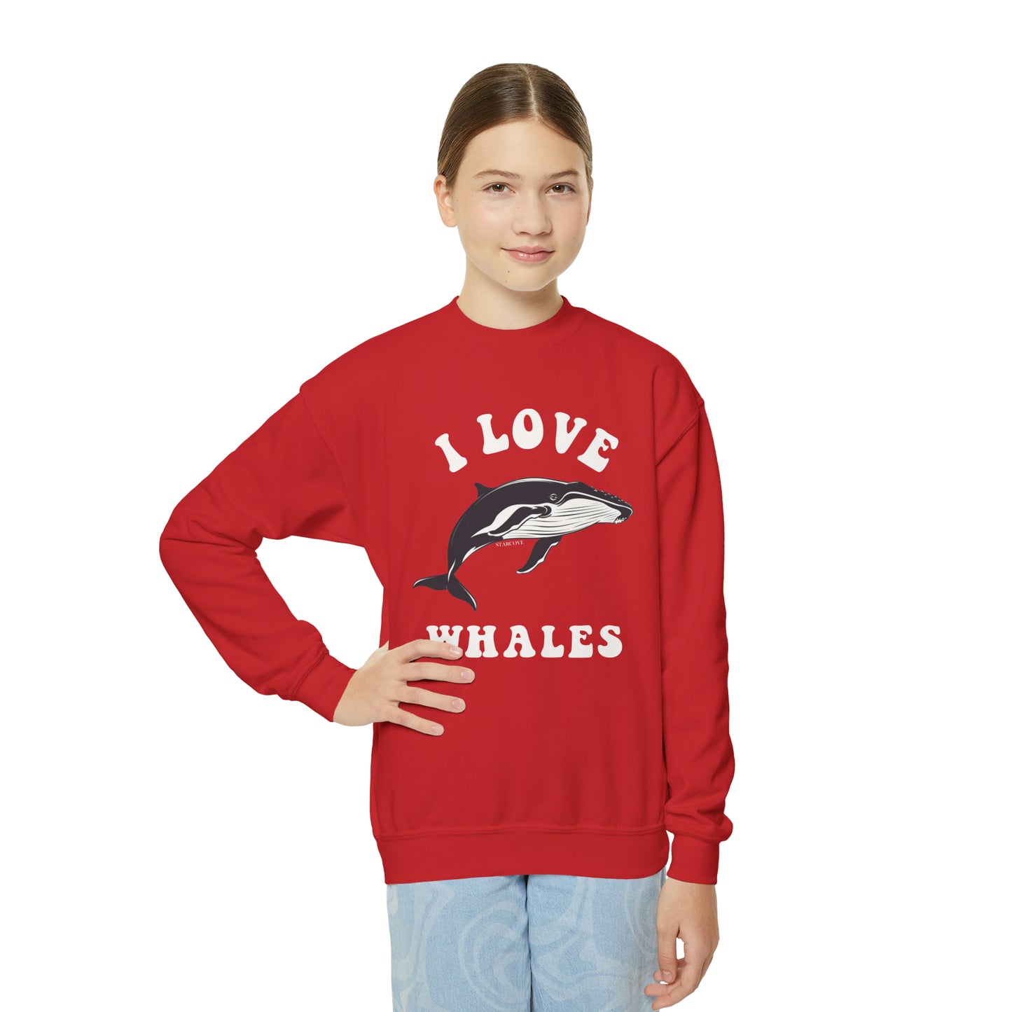 I love Whales Kids Sweatshirt, Humpback Ocean Beach Pullover Gift Graphic Sea Youth Crewneck Girls Boys Children Cotton Aesthetic Sweater