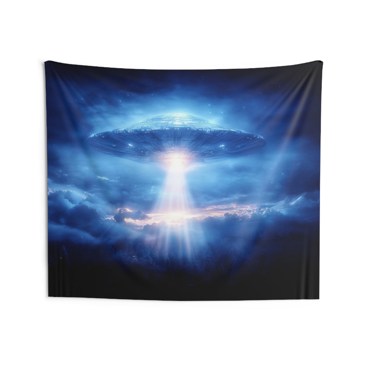 UFO Space Ship Tapestry, Alien Night Sky Wall Art Hanging Cool Unique Landscape Aesthetic Large Small Decor Bedroom College Dorm Room