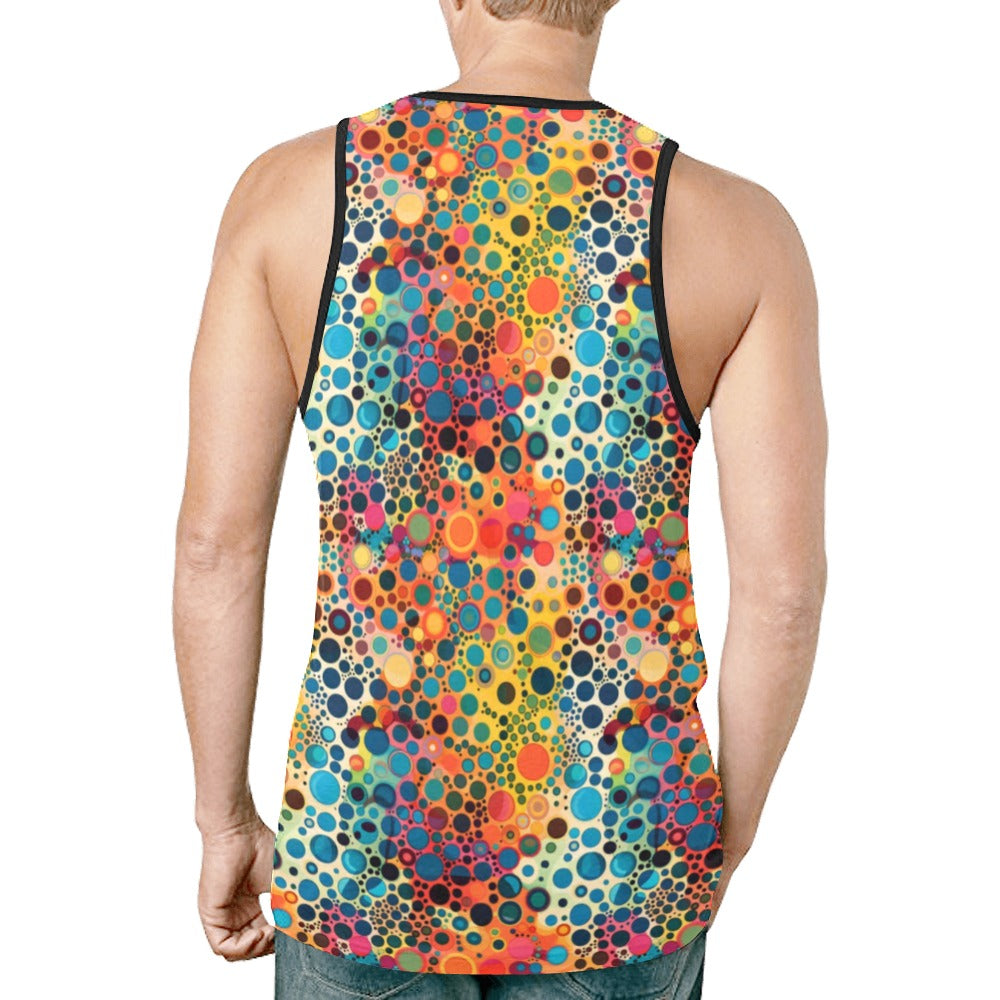 Psychedelic Tank Top Shirt, Funky Trippy Vibrant Colorful Men Guys Male Sleeveless Festival Workout Fitness Sports Summer Muscle Graphic Tee