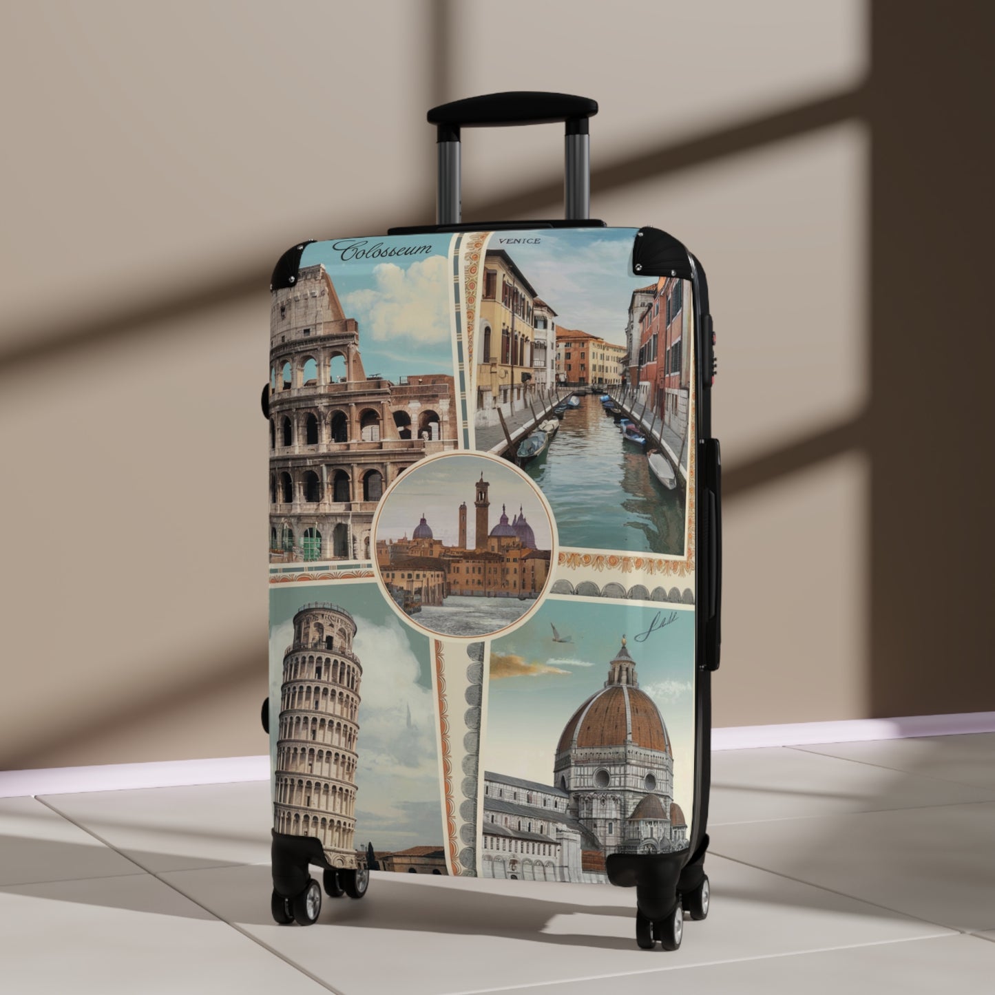 Italy Suitcase Luggage, Rome Venice Carry On With 4 Wheels Cabin Travel Small Large Set Rolling Spinner Lock Men Women Hard Shell Case