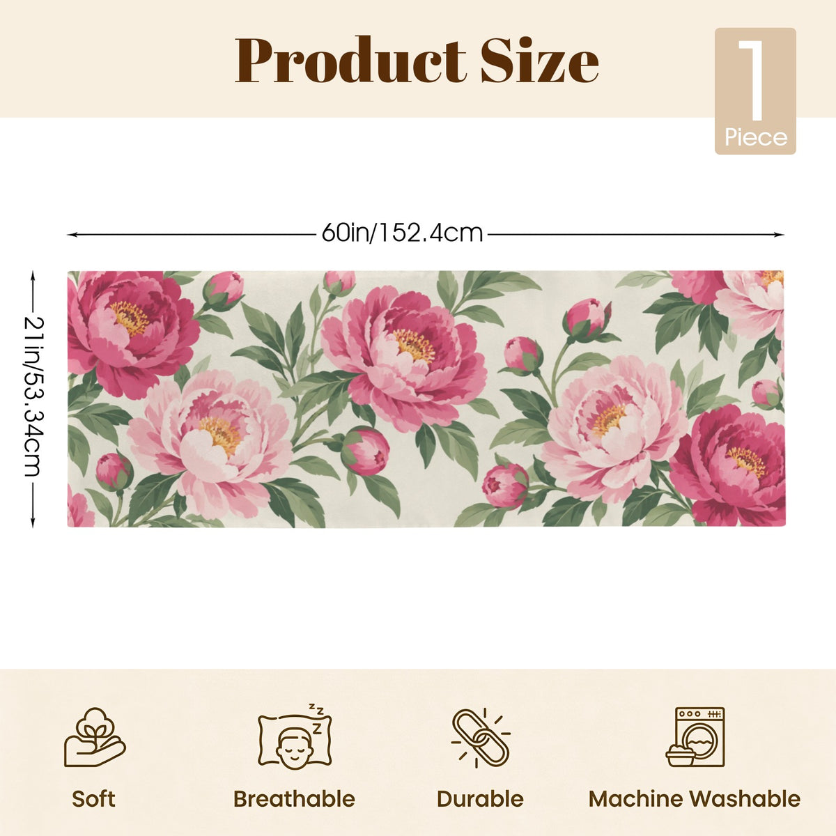 Pink Peony Floral Body Pillow Case, Flowers Boho Blush Botanical Green Red Long Large Bed Accent Pillowcase Print Throw Decorative Cover