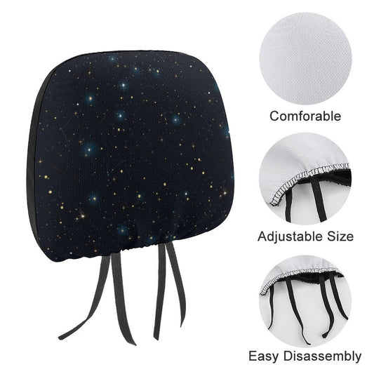 Constellation Car Seat Headrest Cover, Cosmic Galaxy Space Stars Truck Suv Van Vehicle Accessory Auto Decoration Protector New Car Gift