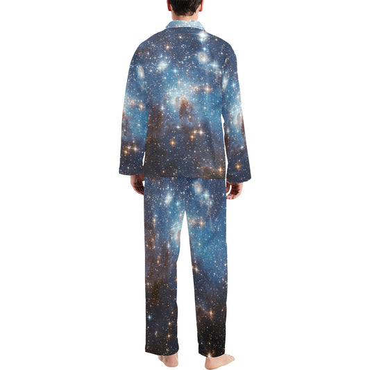 Galaxy Space Pajamas Set, Stars Universe Matching Family PJs Men Women Long Sleeve Sleep Shirt Night Pants Trousers Top Couple Sleepwear