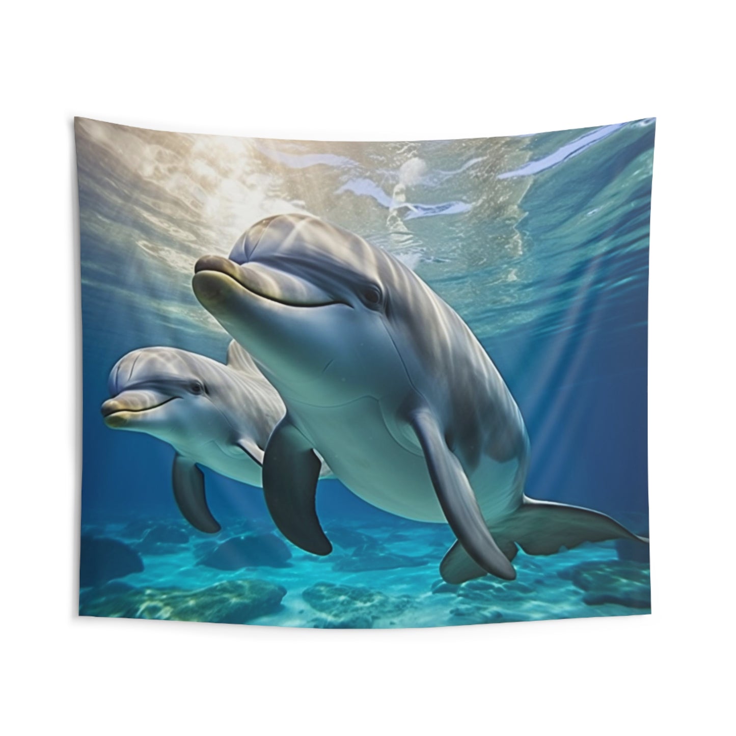 Dolphins Tapestry, Sea Ocean Underwater Wall Art Hanging Cool Unique Landscape Aesthetic Large Small Decor Bedroom College Dorm Room Starcove Fashion