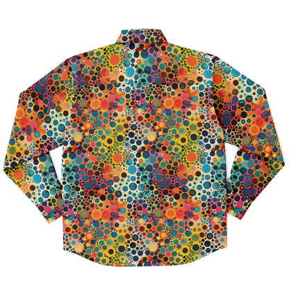 Psychedelic Long Sleeve Men Button Up Shirt, Funky Trippy Fun Festival Retro Vintage Guys Male Print Buttoned Down Collared Graphic Casual