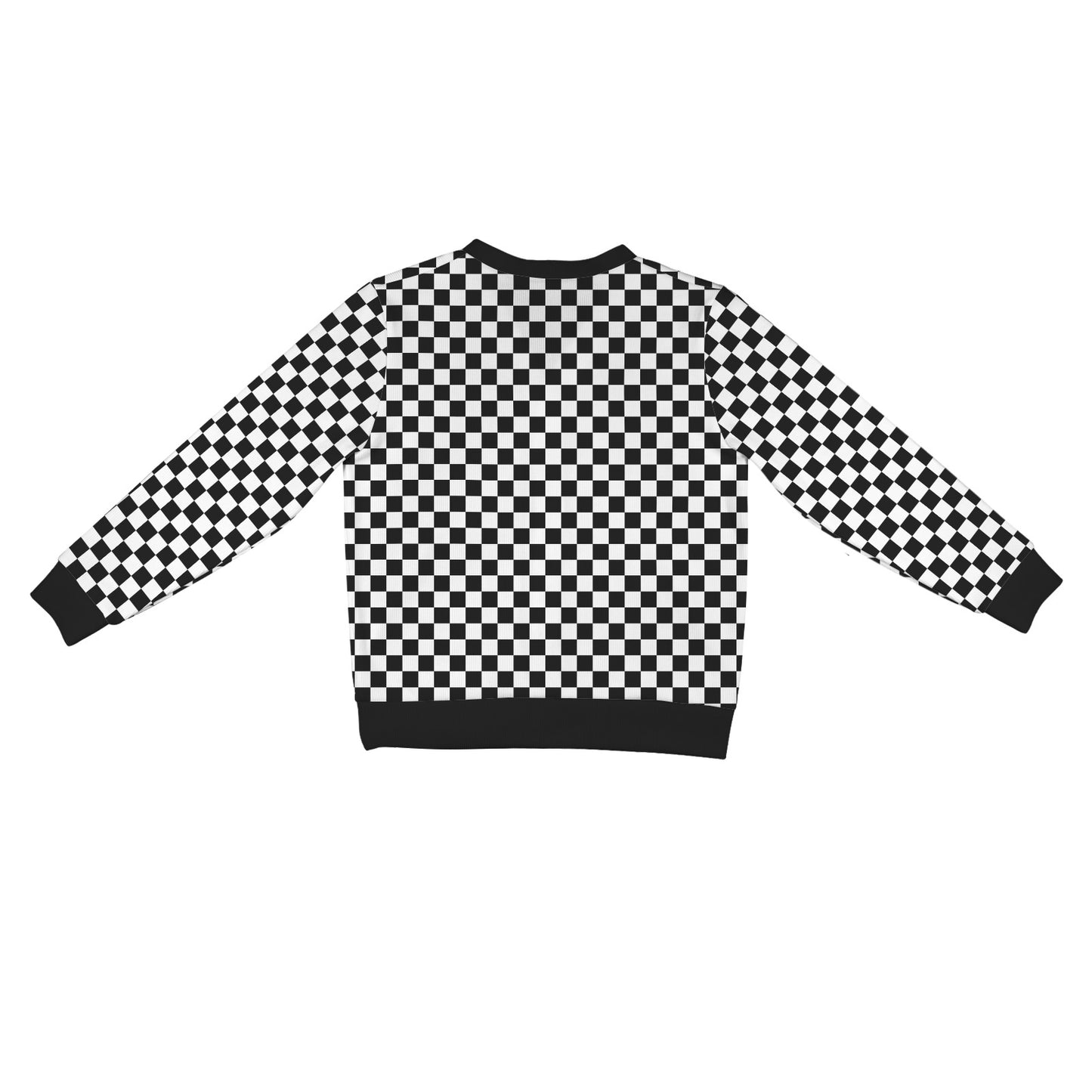 Checkered Cardigan Women, Black white Check Checkerboard Sweatshirt Sweater Long Sleeve Plus Size V Neck Lightweight Button Up Designer