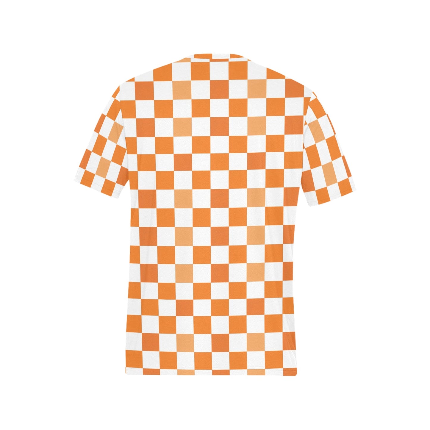 Orange Checkered TShirt, White Check Print Designer Lightweight Crewneck Men Male Women Tee Top Summer Short Sleeve Shirt