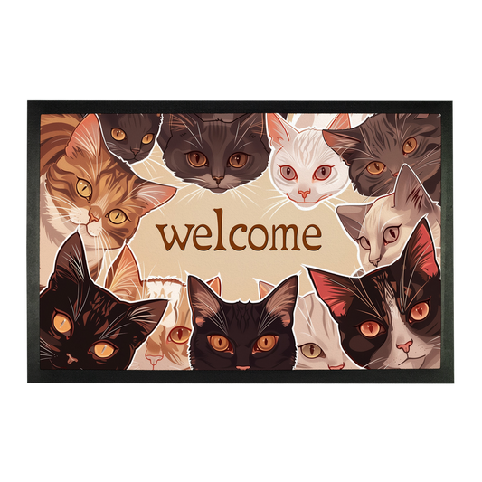 Cats Doormat, Kittens Welcome Mat Front Door Indoor Outdoor Rubber Washable Waterproof Floor New House Warming Entry Entrance Home
