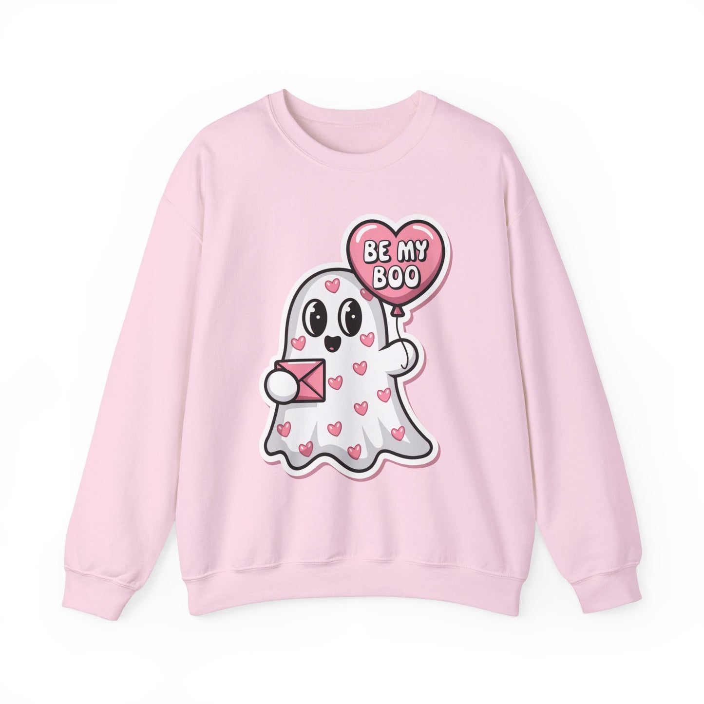 Be My Boo Ghost Sweatshirt, Valentines Day Hearts Graphic Crewneck Fleece Cotton Sweater Jumper Pullover Men Women Couples Designer Top
