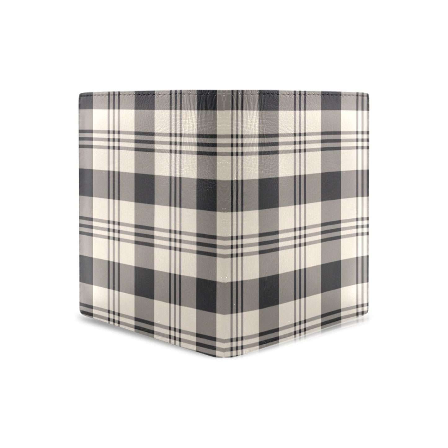 Plaid Male Men Wallets, Grey Cream Tartan Checkered Guys Designer Card Holder Keeper Gents Slim Thin Bi Fold Luxury Minimalist