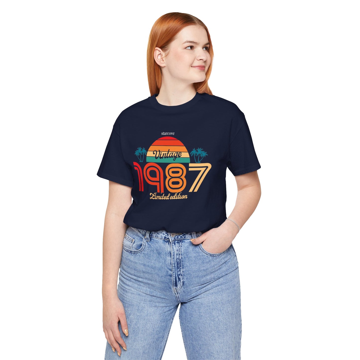 Vintage 1987 Birthday Shirt, Turning 37 Years Gift Limited Edition Born 37th Old Party Men Women Tropical Sunset Palm Tree Tshirt - Starcove Fashion