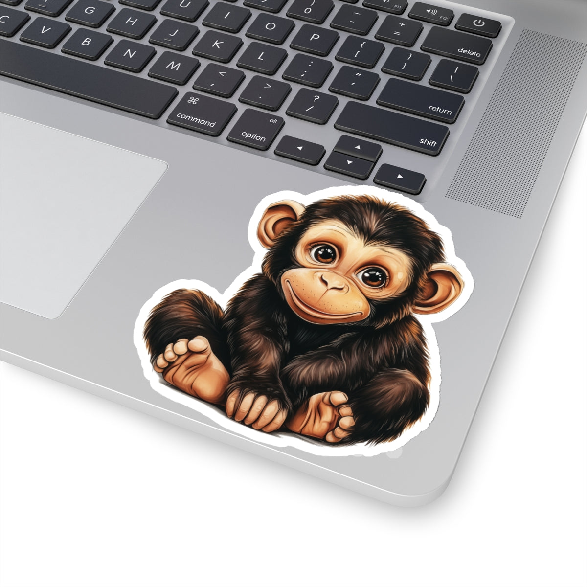 Baby Monkey Sticker Decal, Animal Watercolor Zoo Art Vinyl Laptop Cute Waterbottle Tumbler Car Waterproof Bumper Clear Aesthetic Die Cut Wall