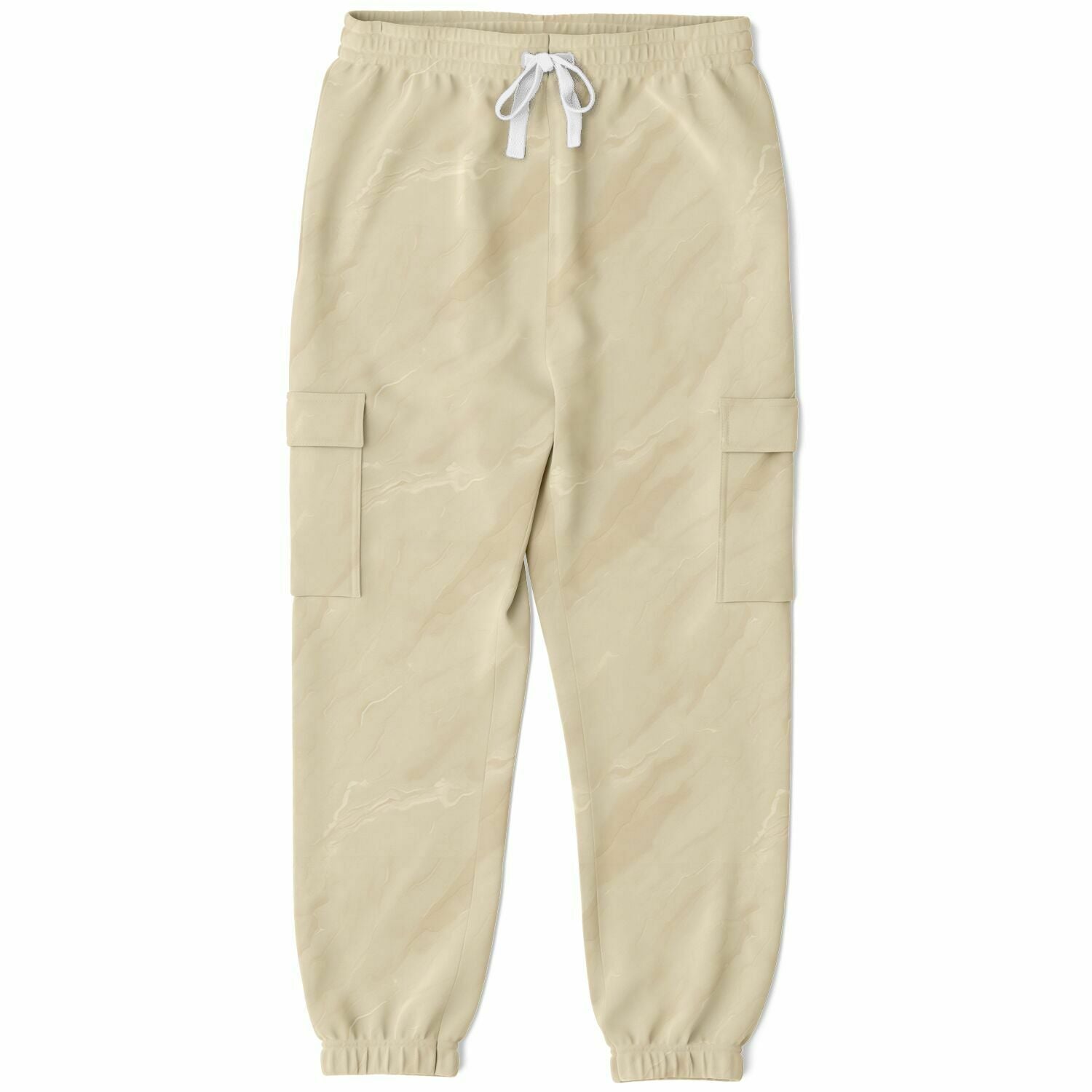 Beige Cargo Pants with Flap Pockets, Stone Tan Cream Men Women Fleece