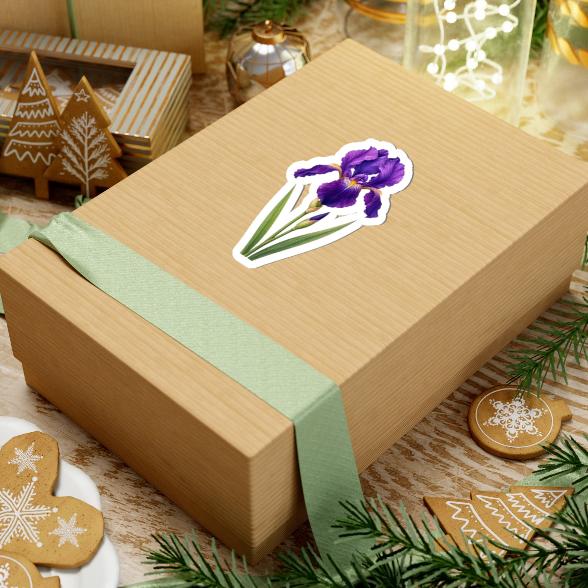 Purple Iris Flower Sticker Decal, Blossom Floral Watercolor Art Vinyl Cute Waterbottle Tumbler Car Waterproof Bumper Clear Die Cut Wall - Starcove Fashion