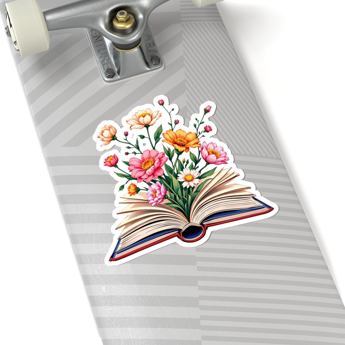 Floral Open Book Sticker Decal, Flowers Reading Library Art Vinyl Laptop Cute Waterbottle Tumbler Car Waterproof Bumper Clear Die Cut Wall