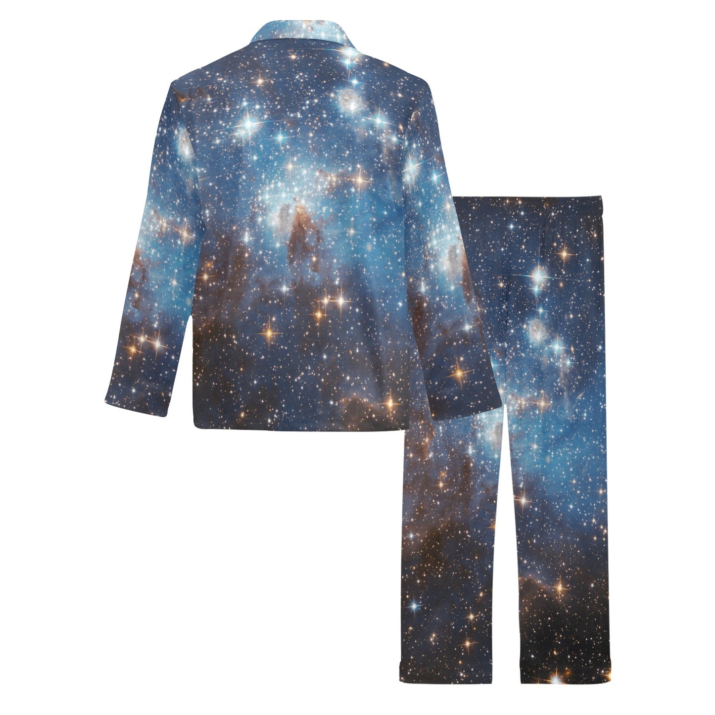 Galaxy Space Pajamas Set, Stars Universe Matching Family PJs Men Women Long Sleeve Sleep Shirt Night Pants Trousers Top Couple Sleepwear